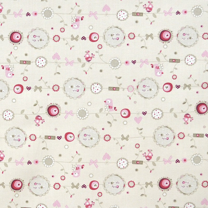 Tela Villela Estampada Pollitos Crudo - Ribes y Casals