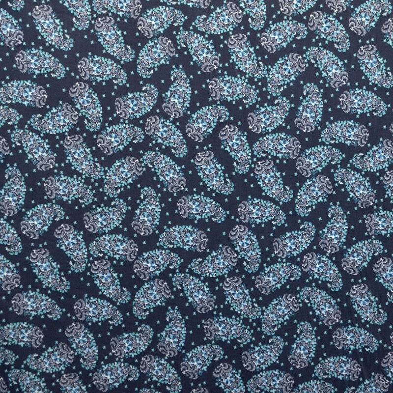 Tela Viscosa Cachemir Fondo Azul Marino - Ribes y Casals