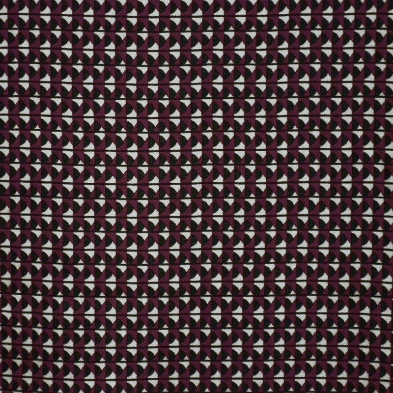 Tela Viscosa Estampada Geométrica Granate - Ribes y Casals