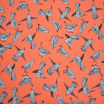 Tela Viscosa Estampada Pájaros Naranja - Ribes y Casals