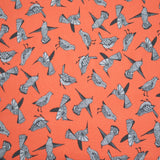 Tela Viscosa Estampada Pájaros Naranja - Ribes y Casals