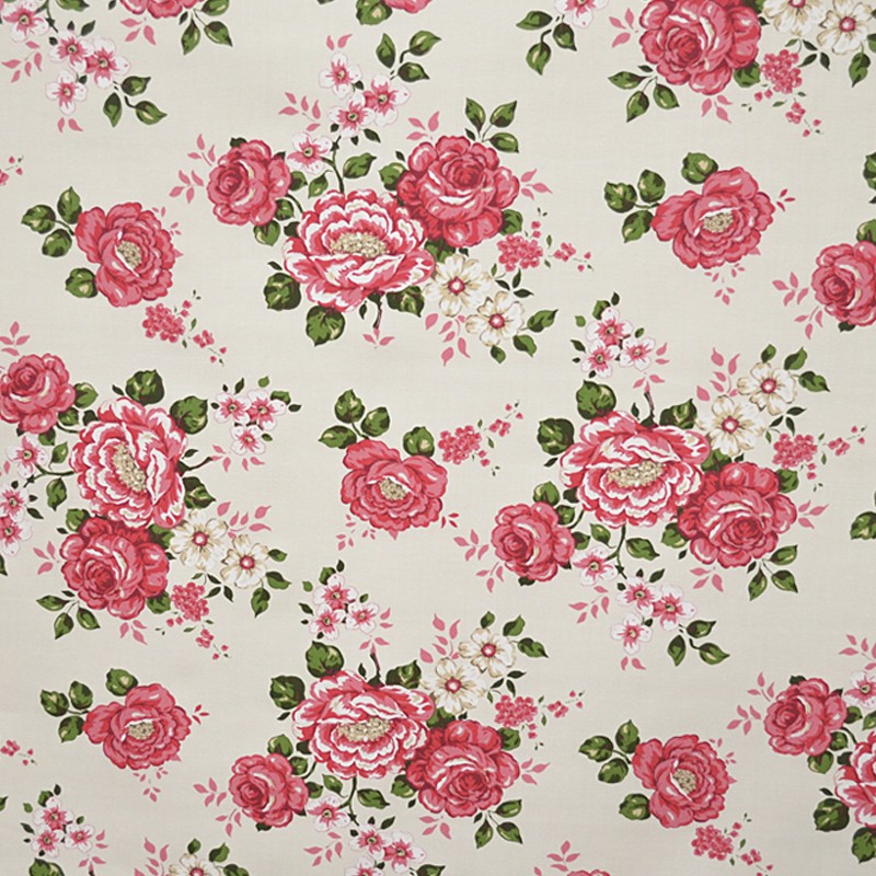Tela Villela Estampada Floral Fondo Crudo - Ribes y Casals