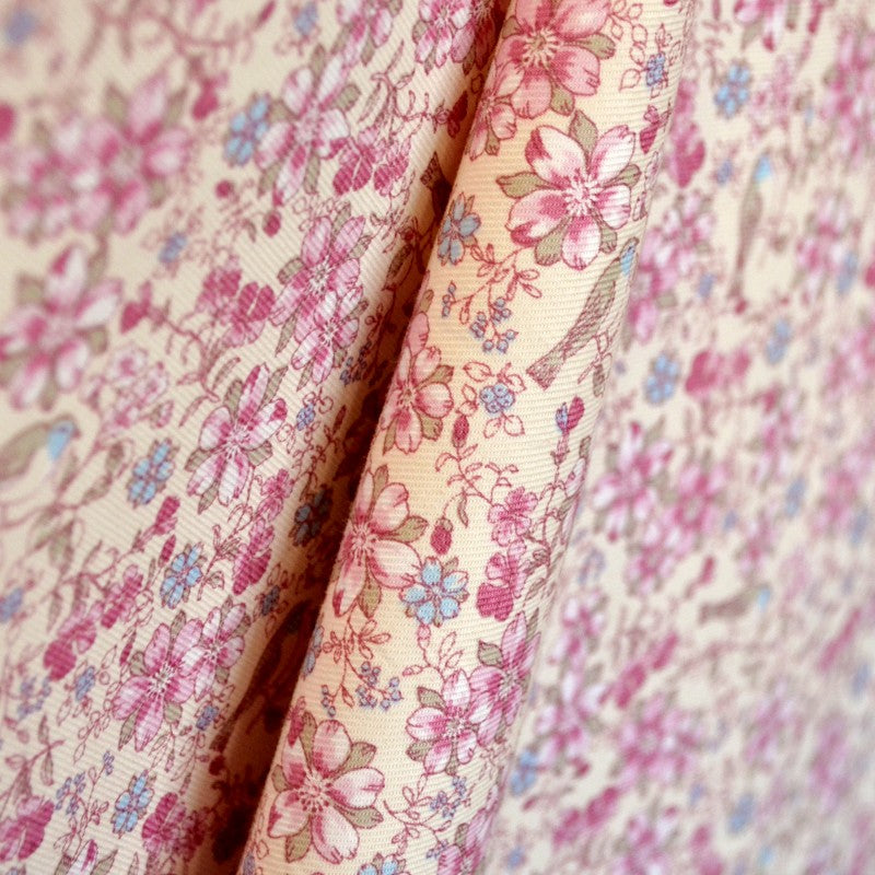 Tela Viyela Liberty Flor Fondo Crema - Ribes y Casals