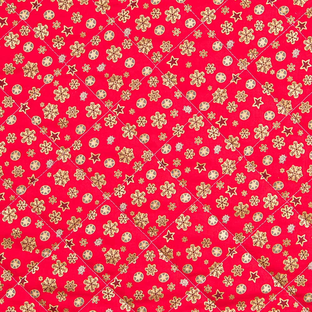 Tela Acolchado Navidad Rojo Estrellas Oro - Ribes y Casals