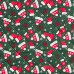 Tela Acolchado Navidad Verde Gorros Rojo - Ribes y Casals