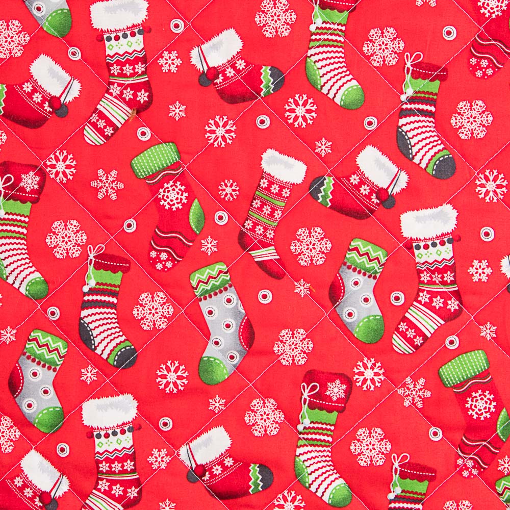 Tela Acolchado Navidad Rojo Calcetines - Ribes y Casals