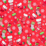 Tela Acolchado Navidad Rojo Calcetines - Ribes y Casals