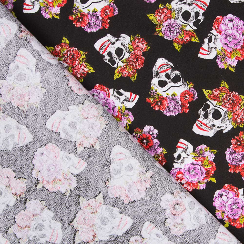 Algodón Skull Catrina Negro - Ribes y Casals
