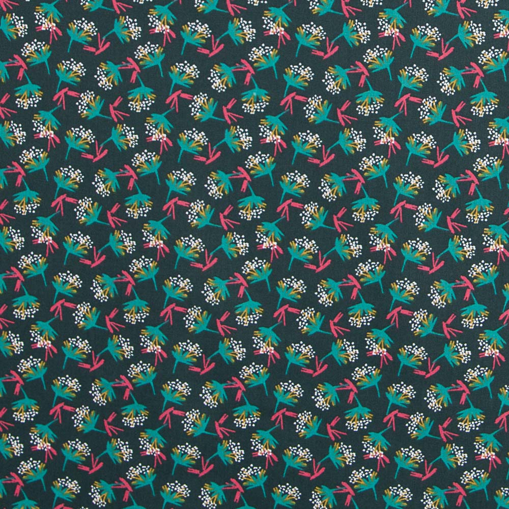 Algodón Bouquet Verde Oscuro - Ribes y Casals