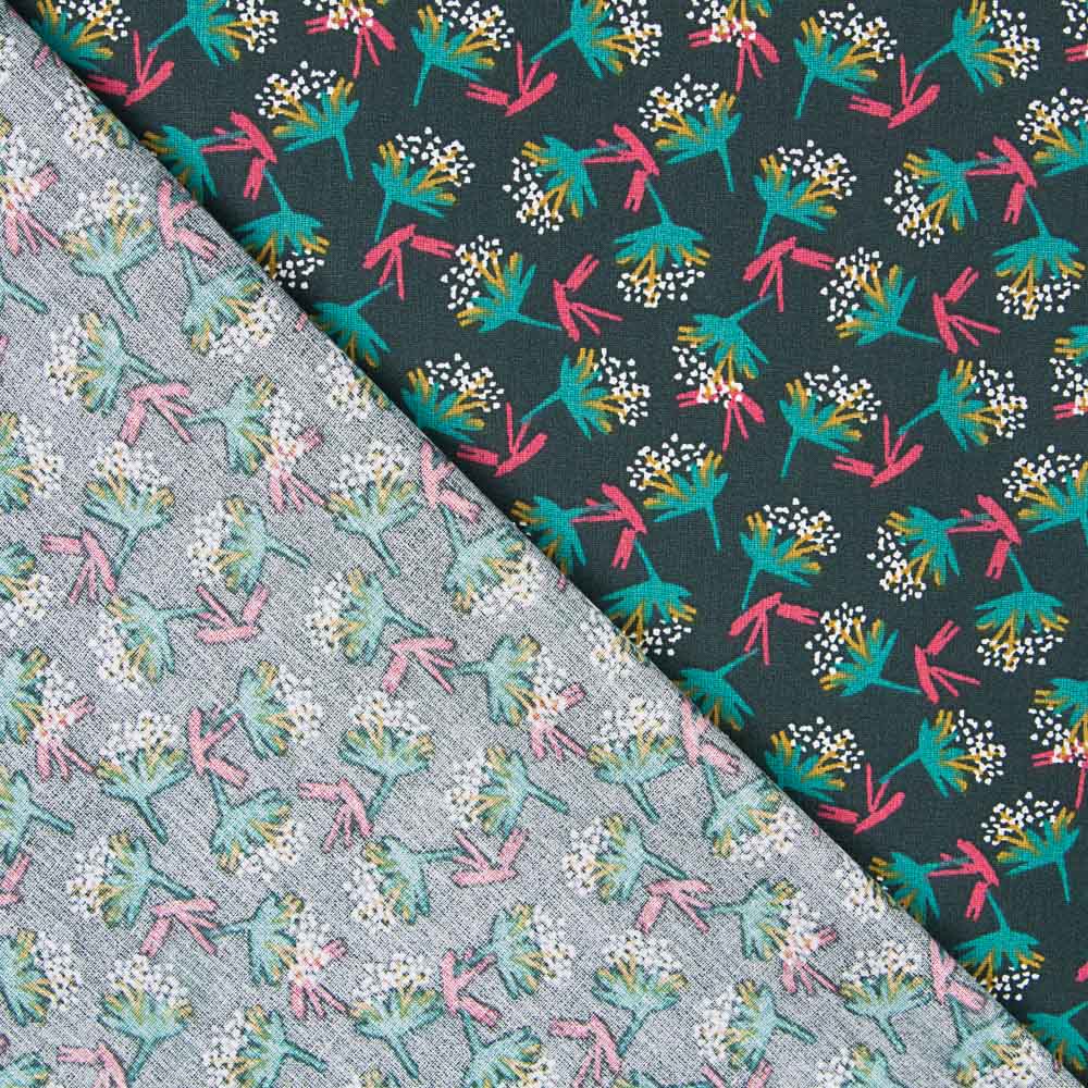 Algodón Bouquet Verde Oscuro - Ribes y Casals