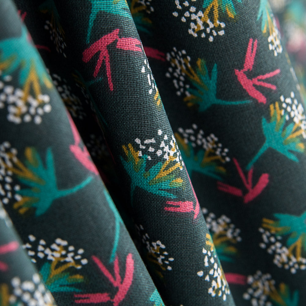 Algodón Bouquet Verde Oscuro - Ribes y Casals