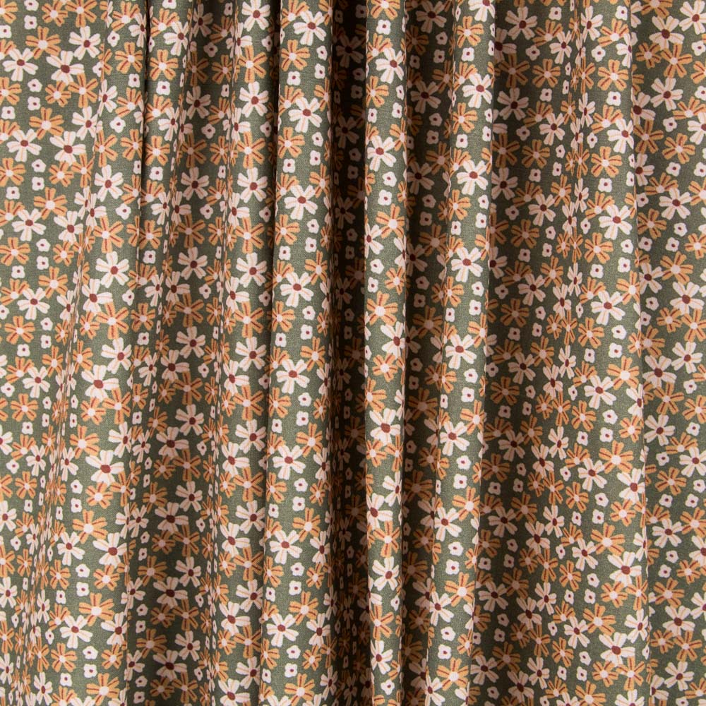 Algodón Popelín Floral Verde - Ribes y Casals