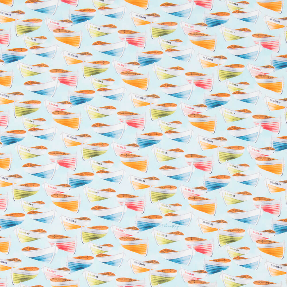 Popelín Barquitas Azul - Ribes y Casals