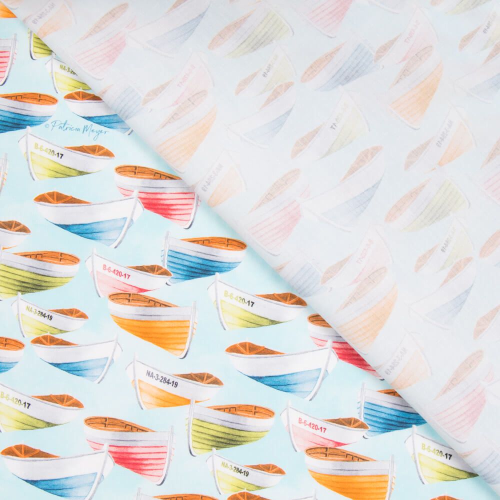 Popelín Barquitas Azul - Ribes y Casals