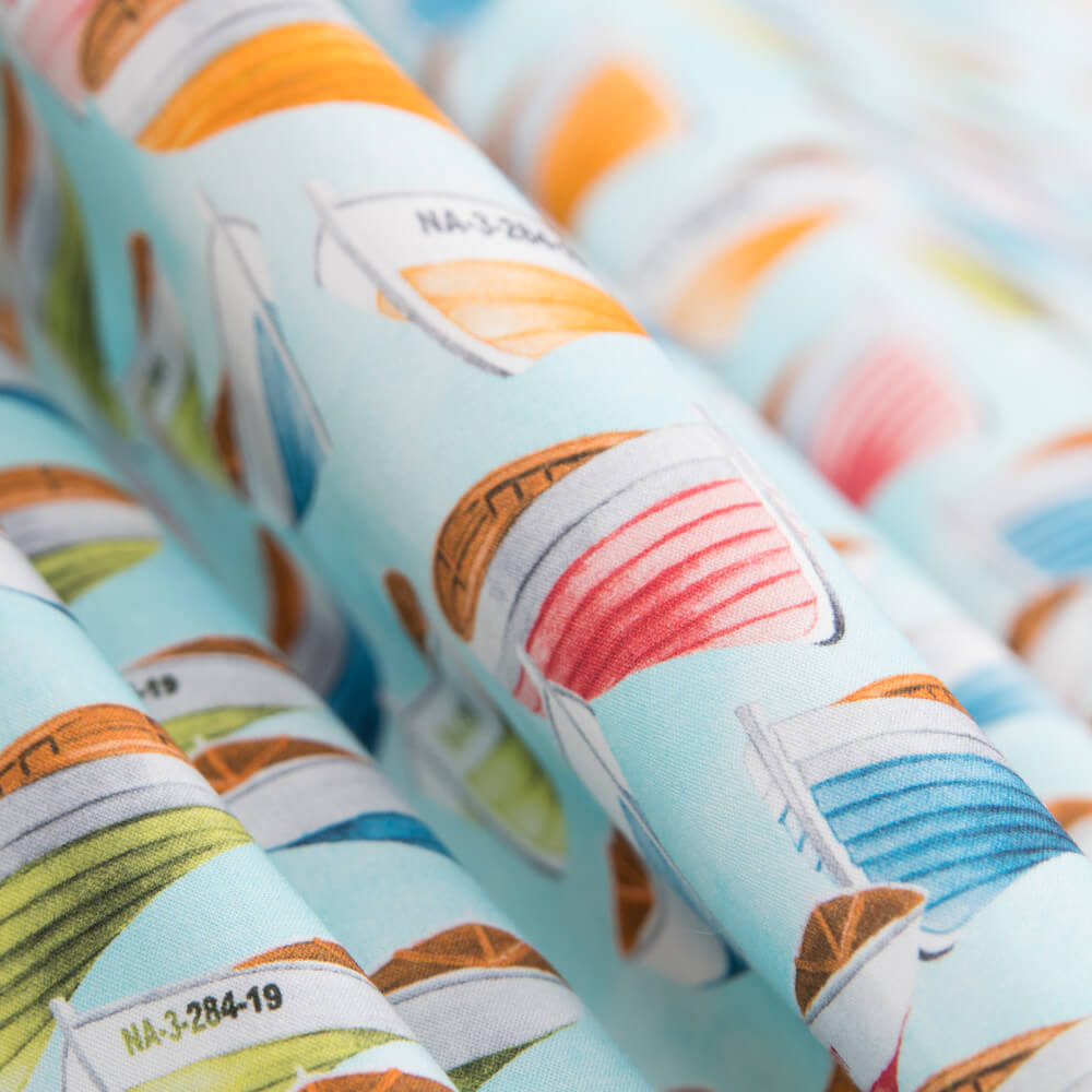 Popelín Barquitas Azul - Ribes y Casals