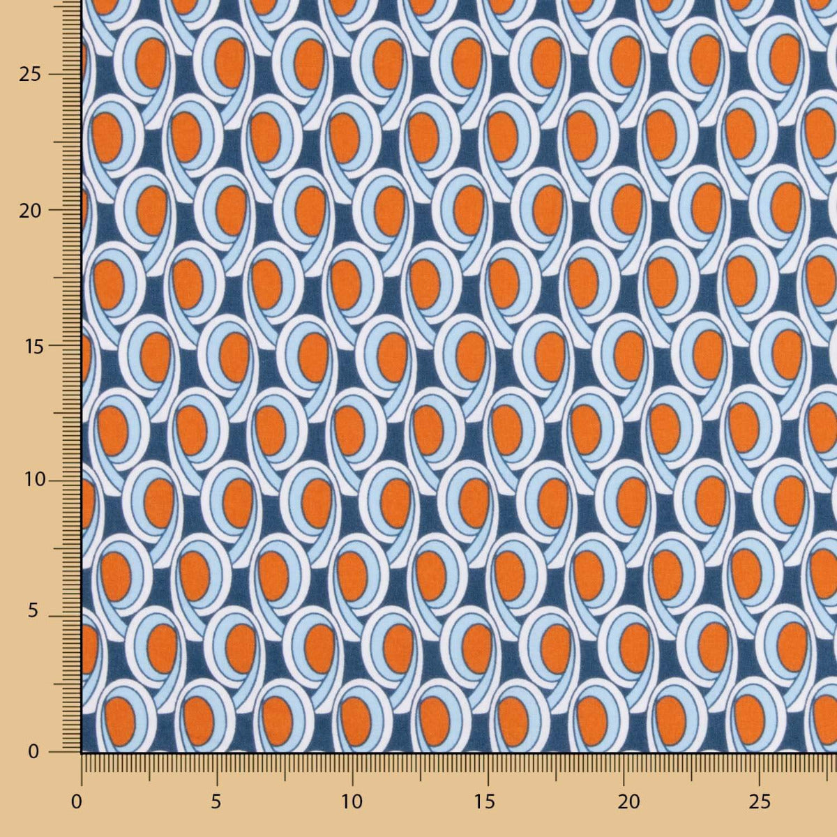 Popelín Algodón Geométrico Azul Claro - Ribes y Casals