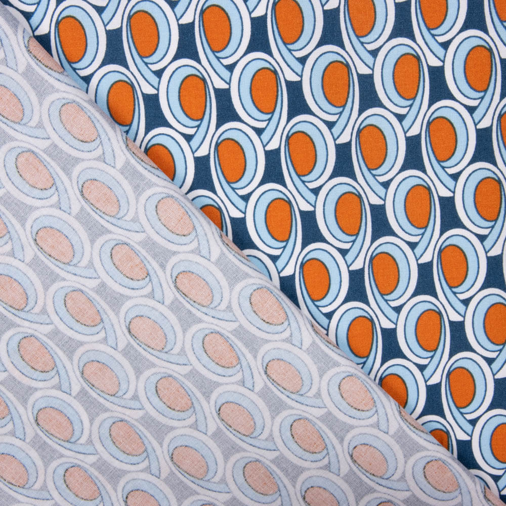 Popelín Algodón Geométrico Azul Claro - Ribes y Casals