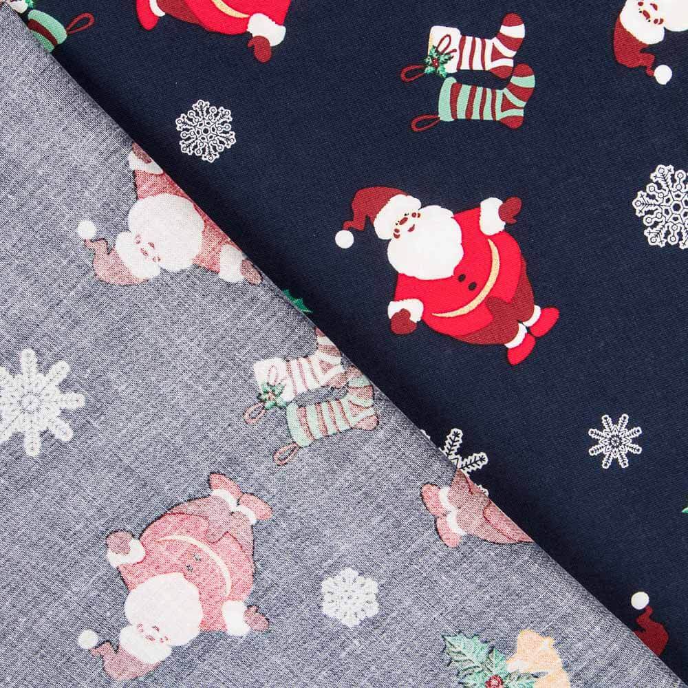 Algodón Navidad Santa Claus Azul - Ribes y Casals