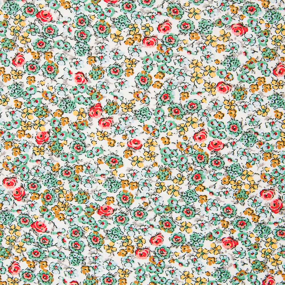 Popelín Viscosa Flor Blanca - Ribes y Casals