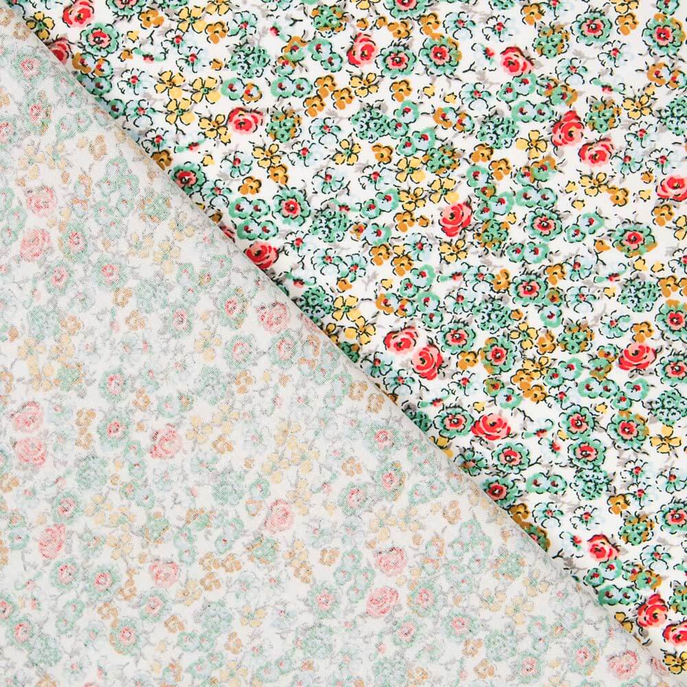 Popelín Viscosa Flor Blanca - Ribes y Casals