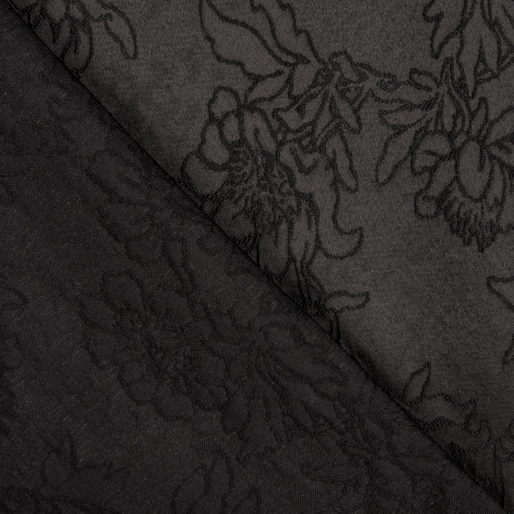 Tela Brocado Flor Negro - Ribes y Casals