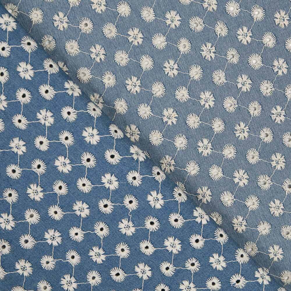 Algodón Denim Bordado Esferas - Ribes y Casals