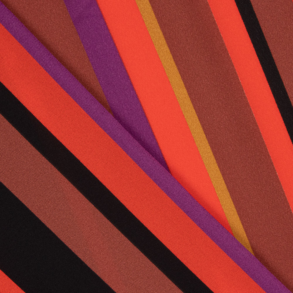 Georgette Estampado Rayas Fucsia - Ribes y Casals