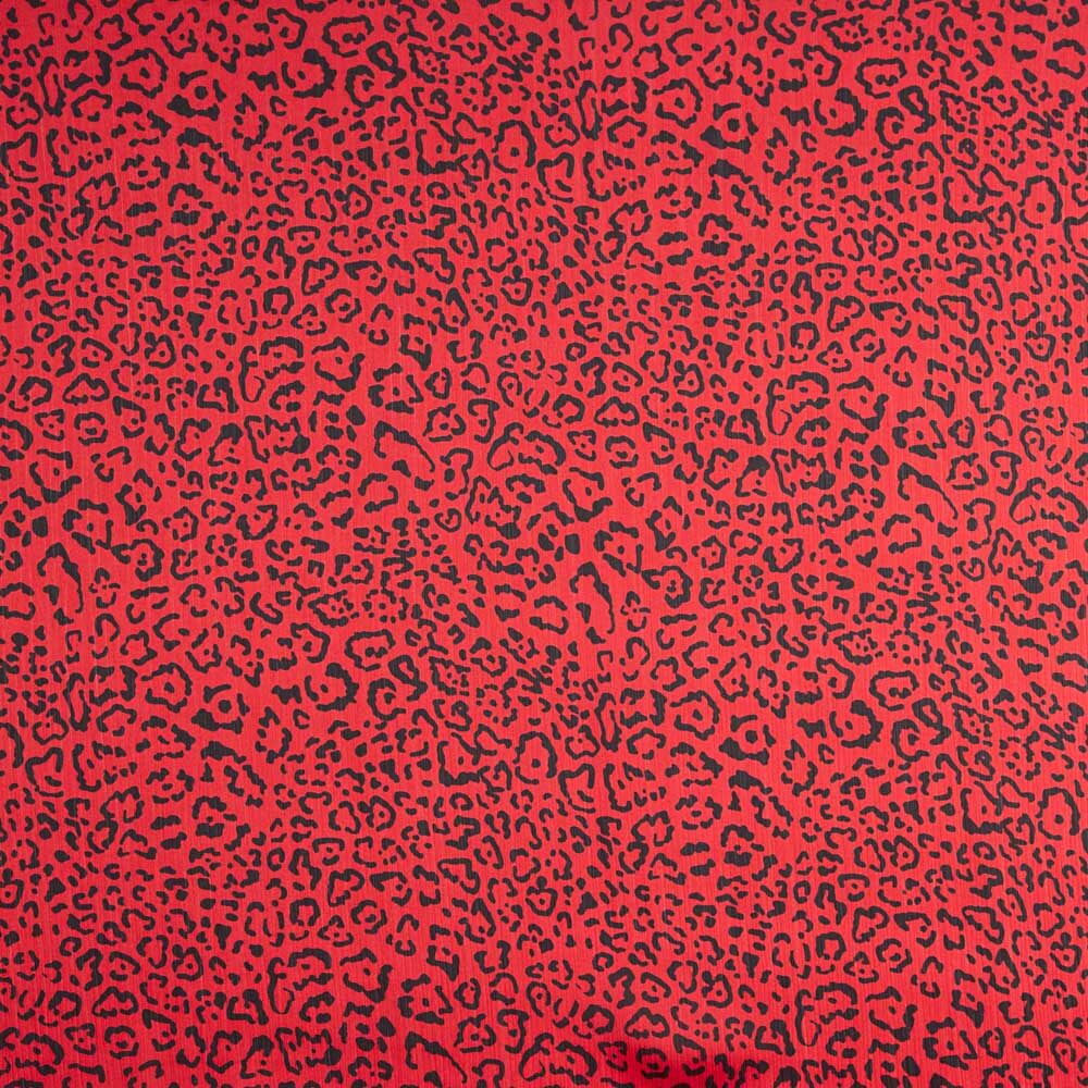 Satén Estampado Leopardo Rojo - Ribes y Casals