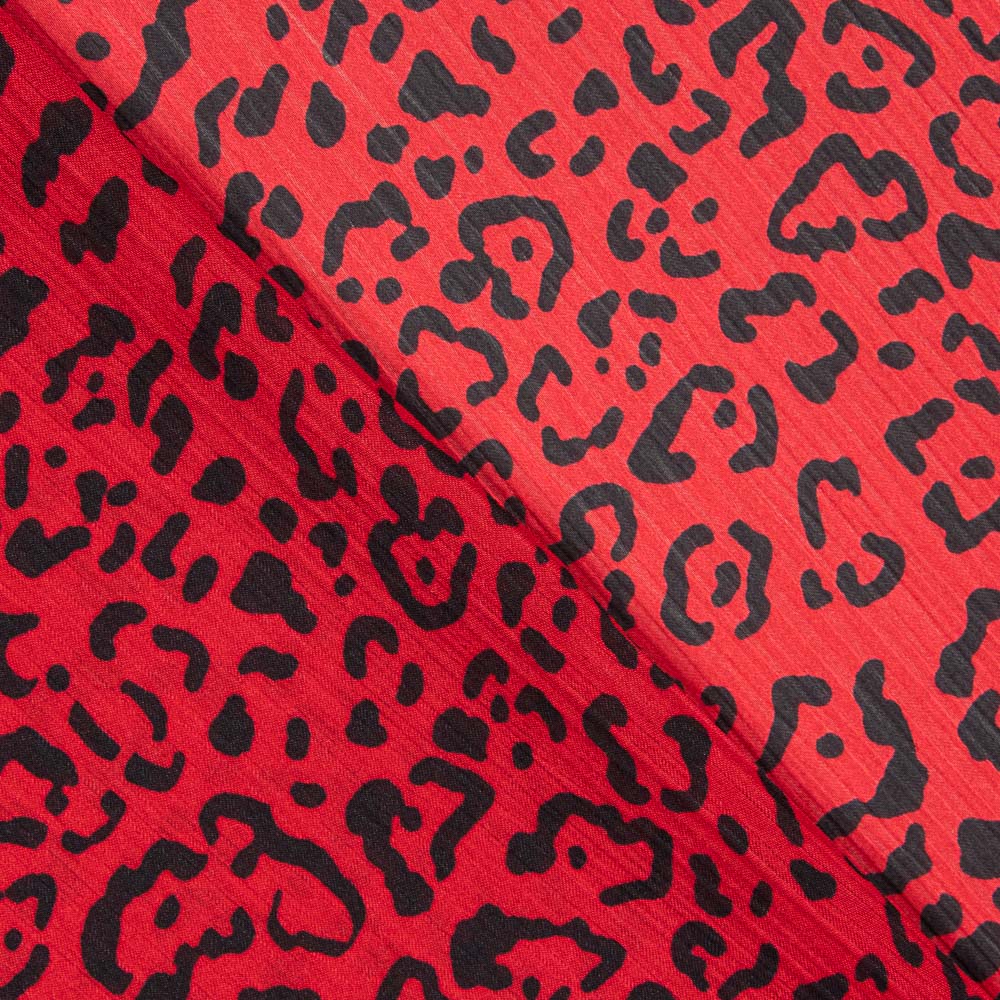 Satén Estampado Leopardo Rojo - Ribes y Casals