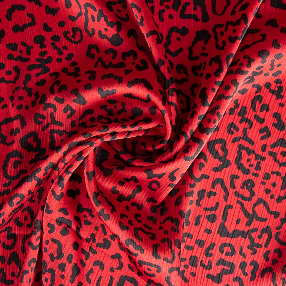 Satén Estampado Leopardo Rojo - Ribes y Casals