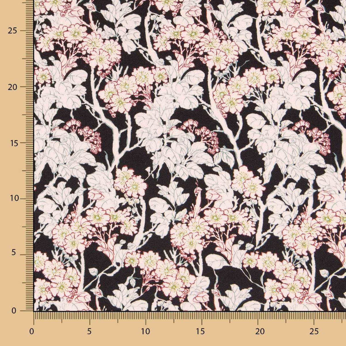 Sarga Spandex Flor Fondo Negro - Ribes y Casals