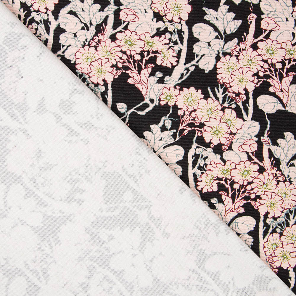 Sarga Spandex Flor Fondo Negro - Ribes y Casals