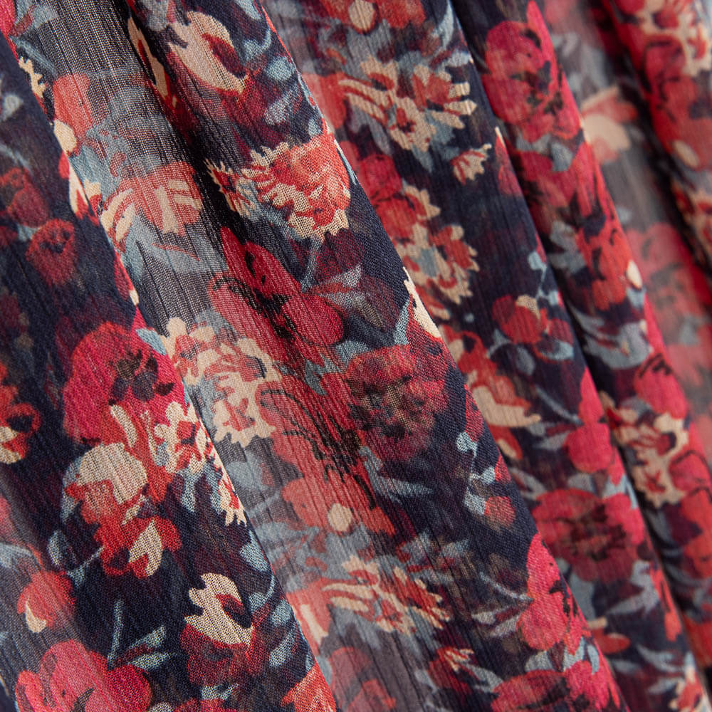 Gasa Poliéster Flores Grana - Ribes y Casals