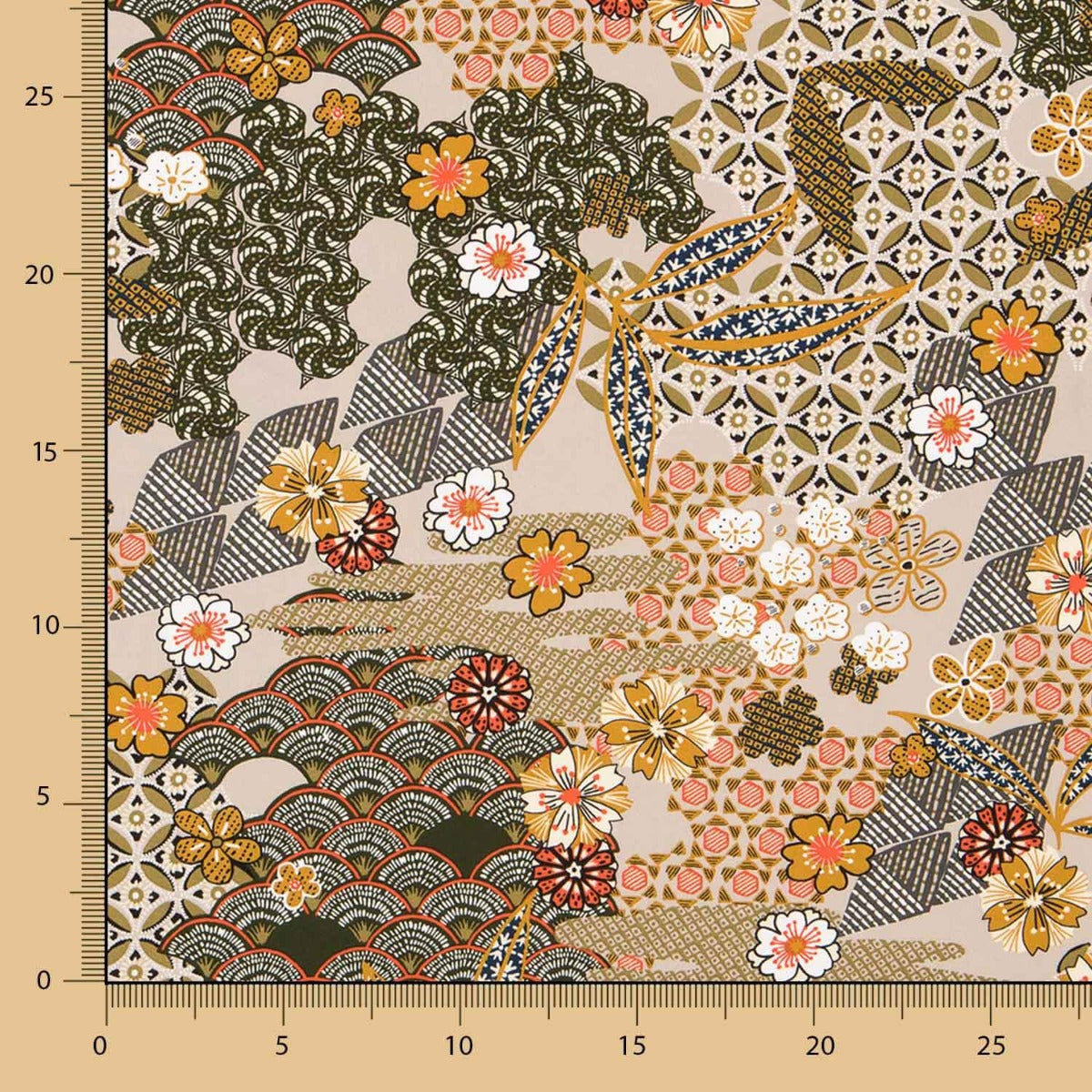Popelín Viscosa Patch Beige - Ribes y Casals