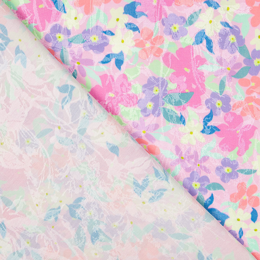 Jacquard Poliéster Jardín Rosa - Ribes y Casals