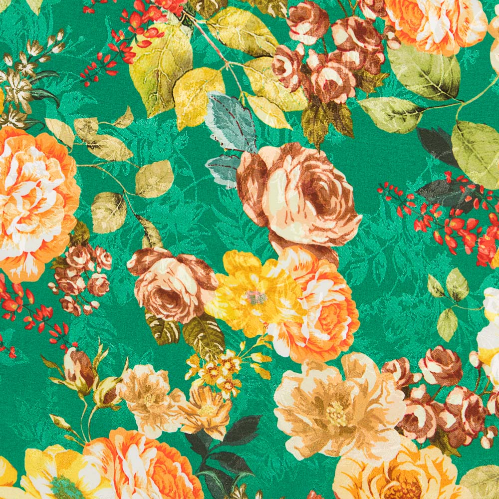 Satén Jacquard Cretonero Verde - Ribes y Casals