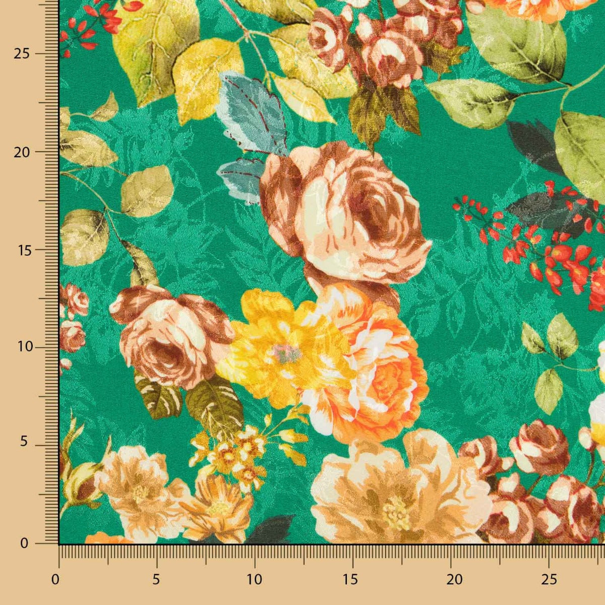 Satén Jacquard Cretonero Verde - Ribes y Casals