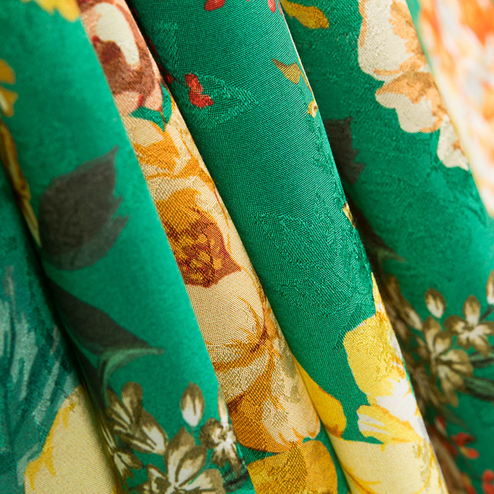 Satén Jacquard Cretonero Verde - Ribes y Casals