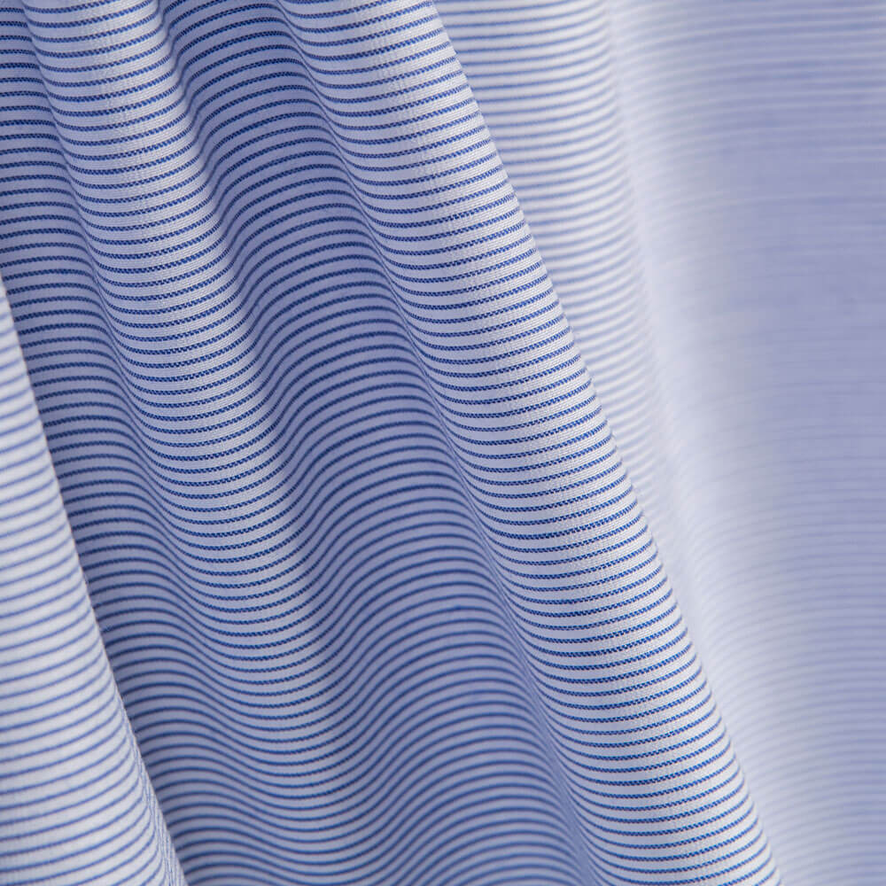 Popelín Spandex Algodón Mil Rayas Azul - Ribes y Casals