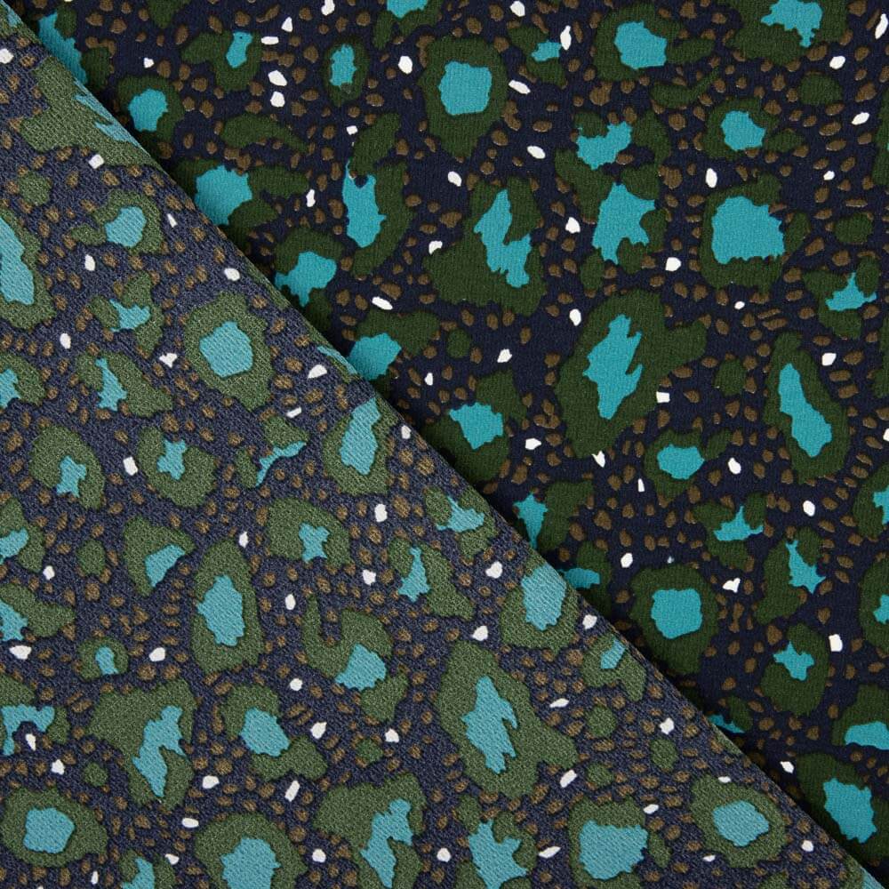 Retal Crep Poliéster Animal Print Verde Musgo 55x140 cm - Ribes y Casals