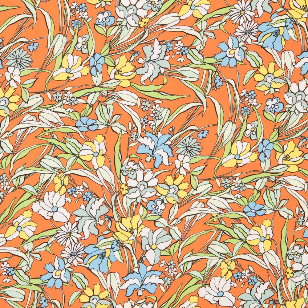 Satén Mate Floral Naranja - Ribes y Casals