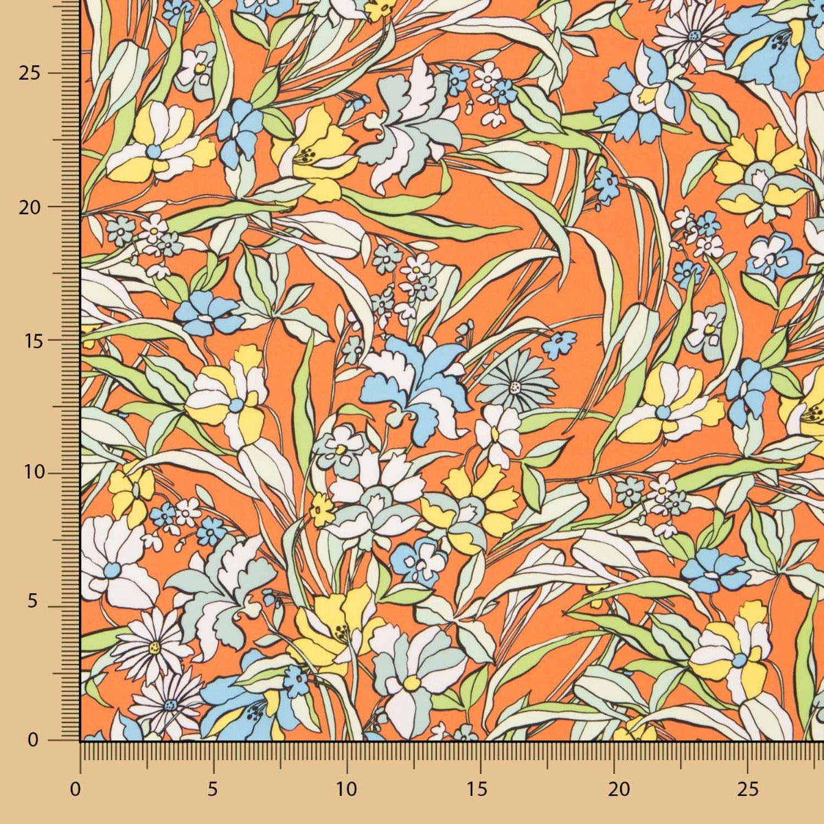 Satén Mate Floral Naranja - Ribes y Casals