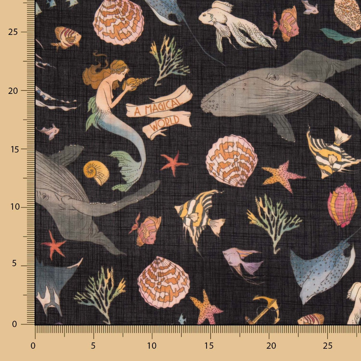 Tela Rústico Poliéster Sirena Marinas - Ribes y Casals