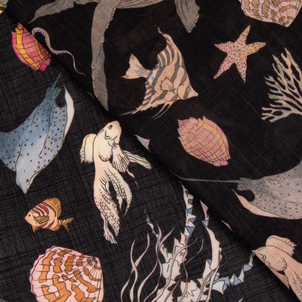 Tela Rústico Poliéster Sirena Marinas - Ribes y Casals