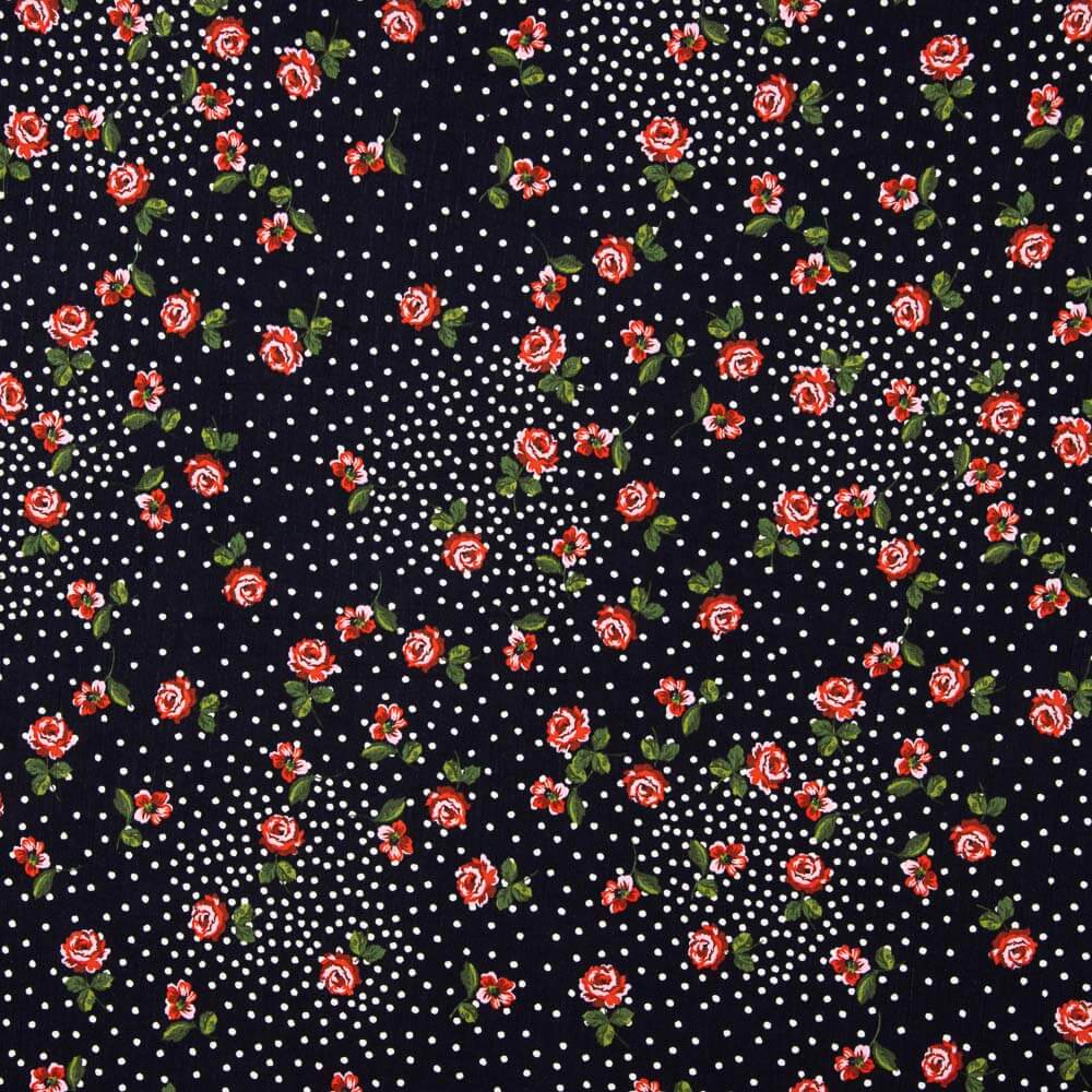 Crep Viscosa Lunar Rosetón Rojo - Ribes y Casals