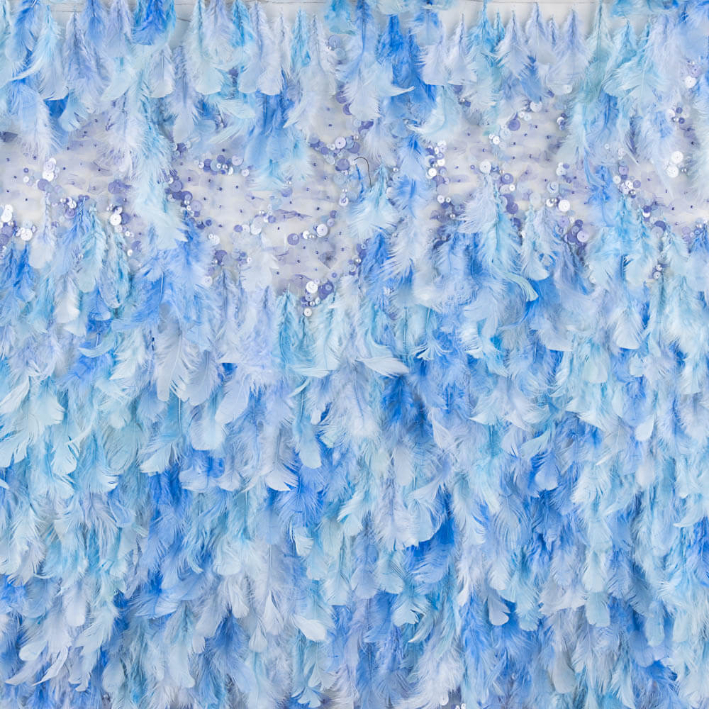 Tela Plumas Azul Lentejuela - Ribes y Casals