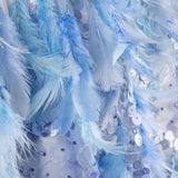 Tela Plumas Azul Lentejuela - Ribes y Casals