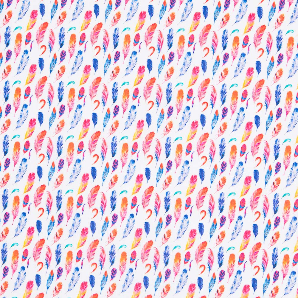 Popelín Algodón Plumas Fucsia - Ribes y Casals