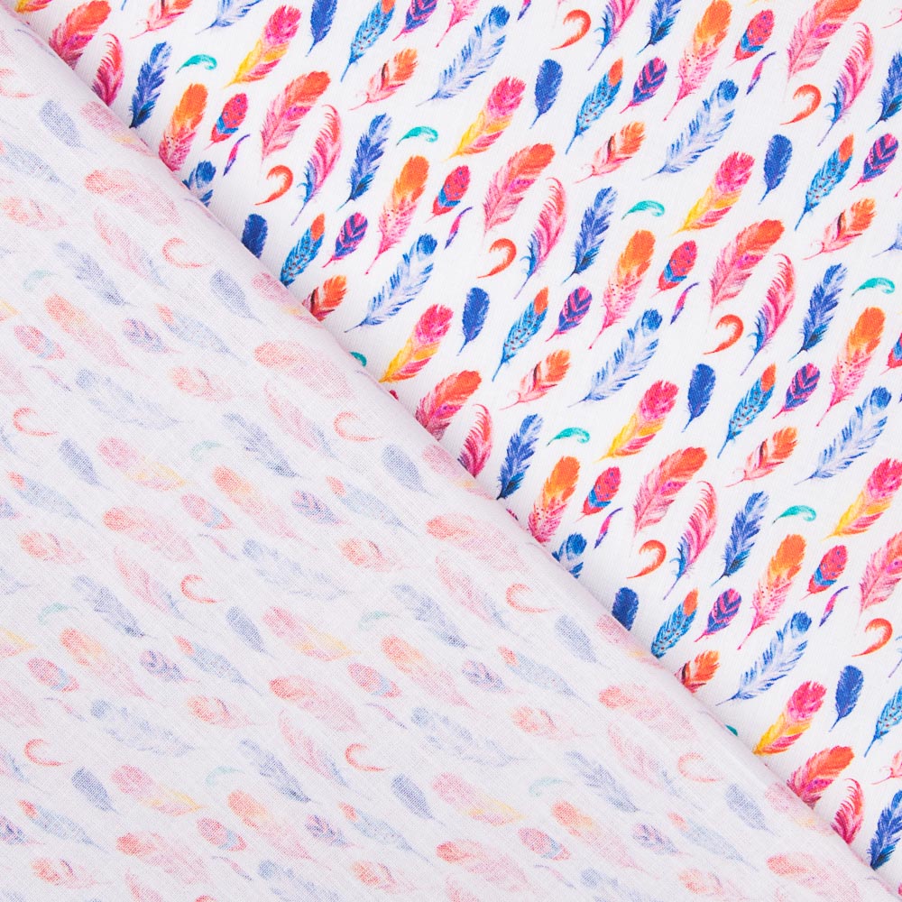 Popelín Algodón Plumas Fucsia - Ribes y Casals