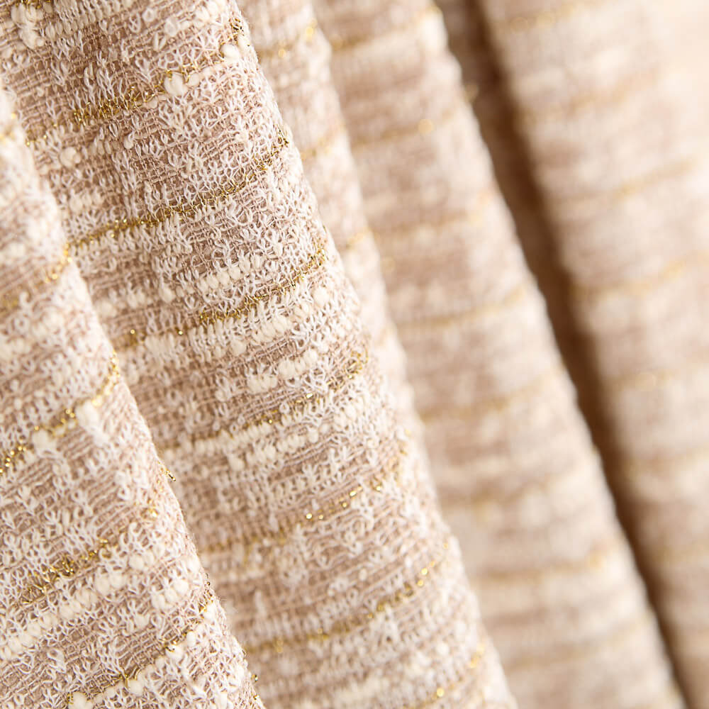 Tela Punto Tweed Listado Lurex Beige - Ribes y Casals
